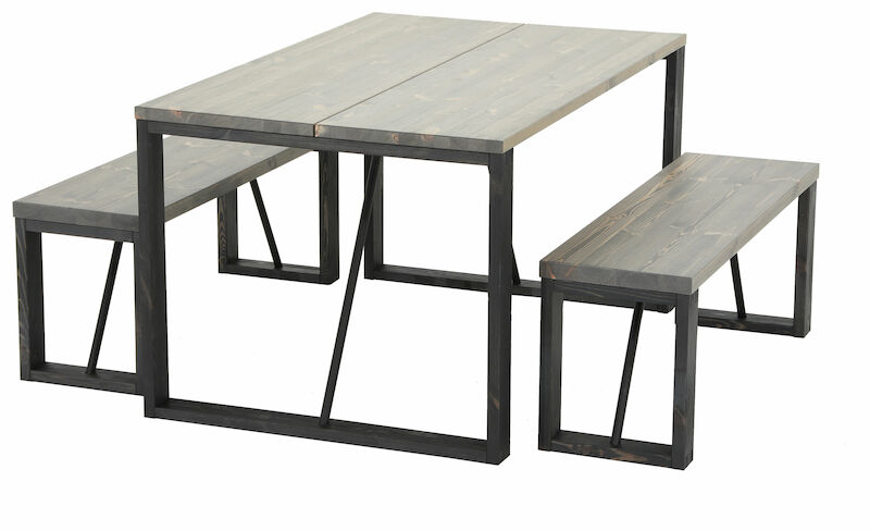 Honka ruokailuryhmä 4-hengen harmaa/musta puujaloilla