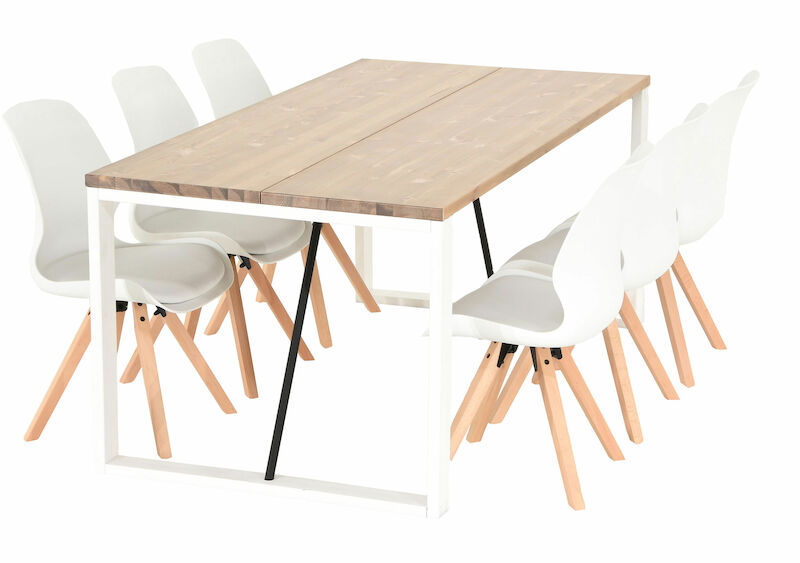 Honka-Puuteri ruokailuryhmä 6-hengen antiikki/valkoinen valkoinen/puu tuoli