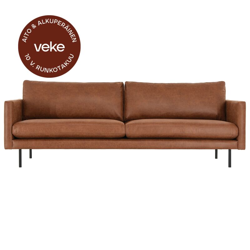 Scandic Copenhagen 3,5-istuttava sohva konjakinruskea Colorado 03 bonded-nahka