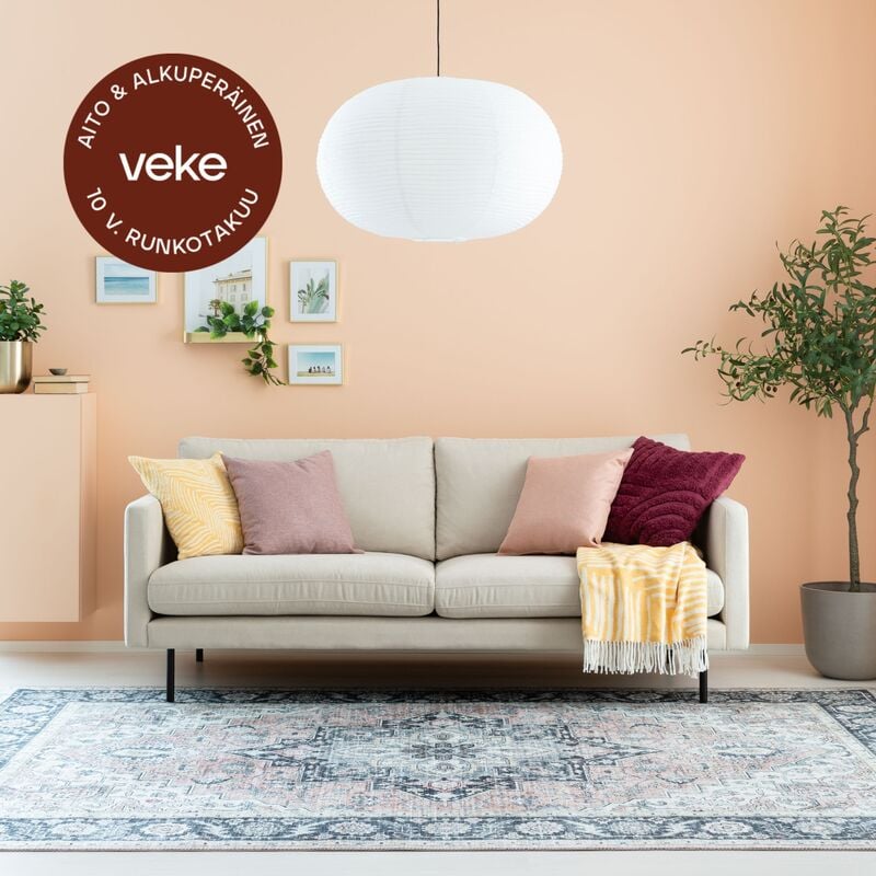 Scandic Copenhagen 3-istuttava sohva hiekka Soro 21, mustat jalat