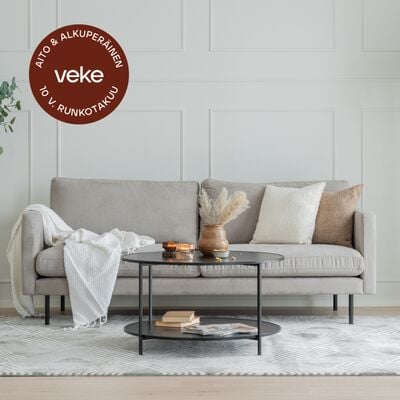 Scandic Copenhagen 3-istuttava sohva hiekka Soro 21, mustat jalat