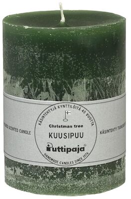 Puttipaja läpivärjätty tuoksukynttilä 10 cm kuusipuu