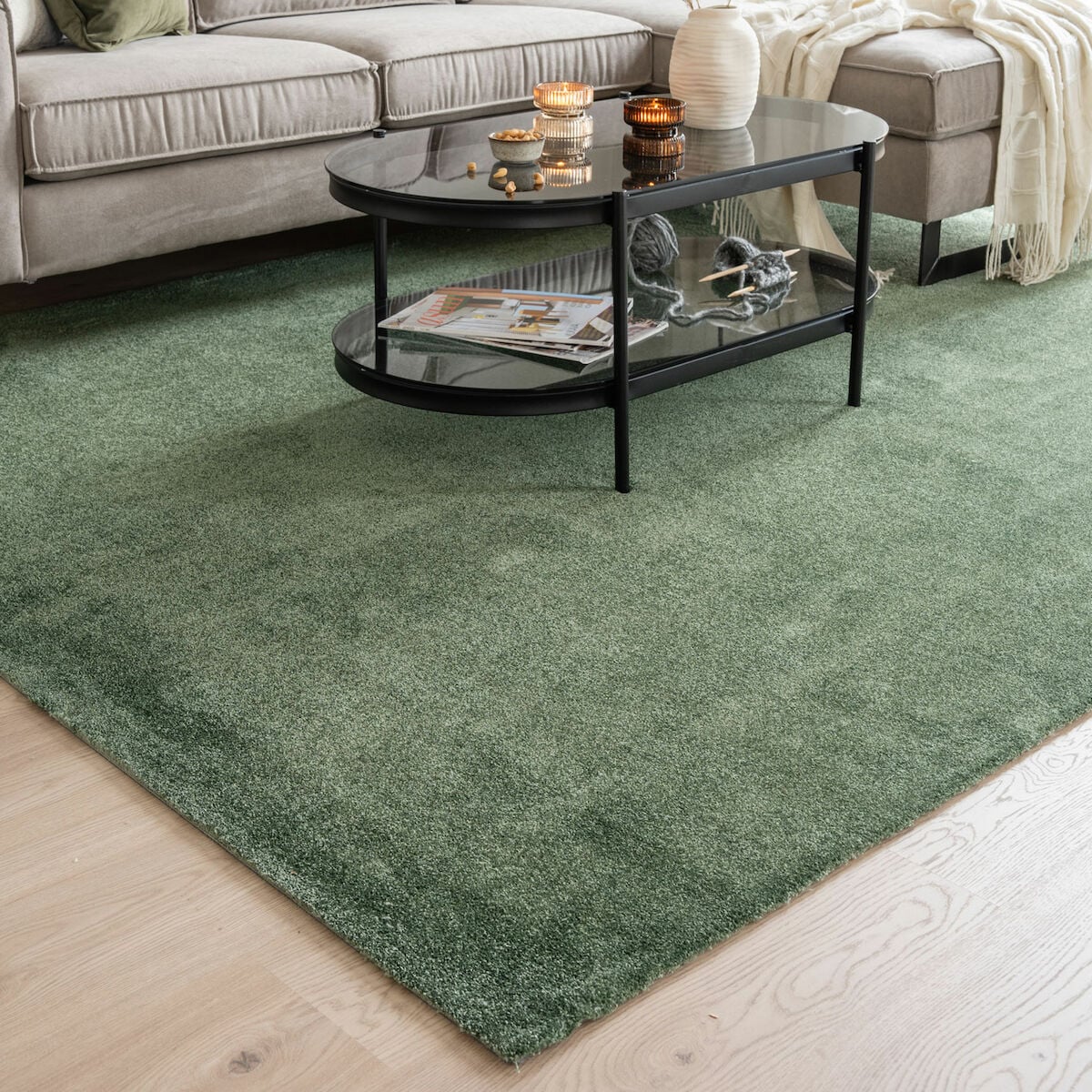 VM Carpet Hattara matto 80x150 cm tummanvihreä, ilman kanttausta