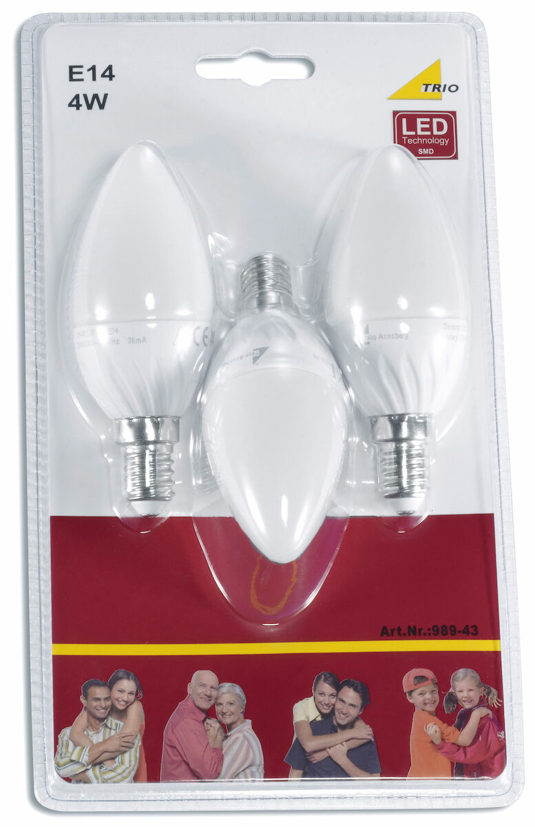 Trio LED-kynttilälamppu E14 4W 320lm 3000K 3-pack