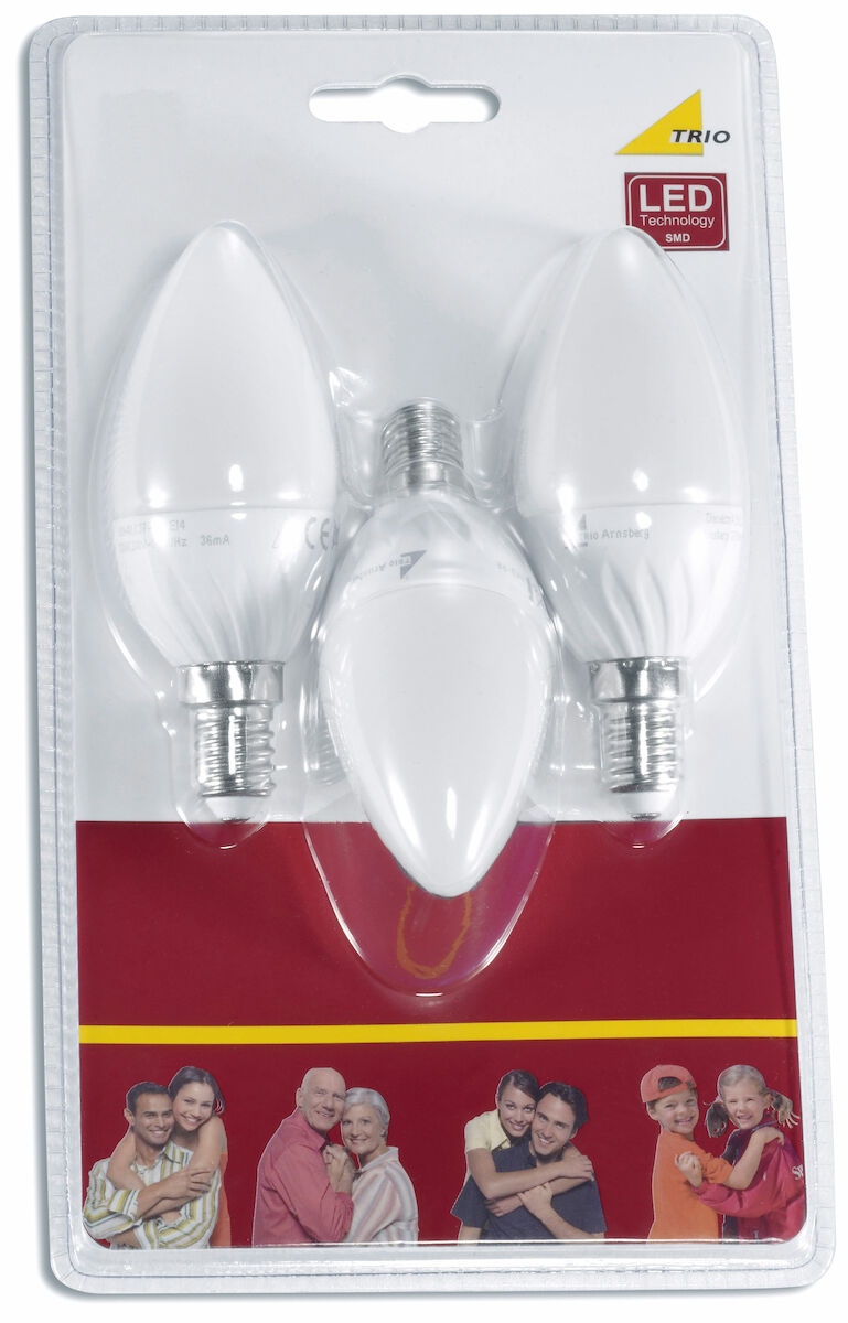 Trio LED-kynttilälamppu E14  6W 470lm 3000K 3-pack