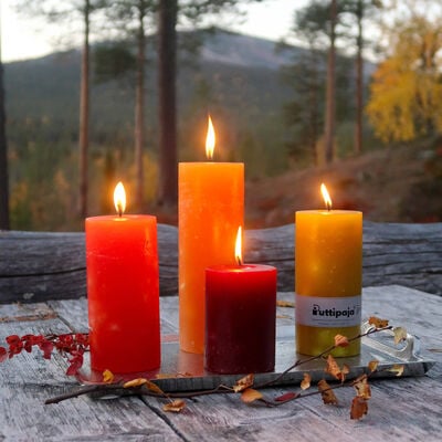 Puttipaja läpivärjätty pöytäkynttilä 10 cm farkku