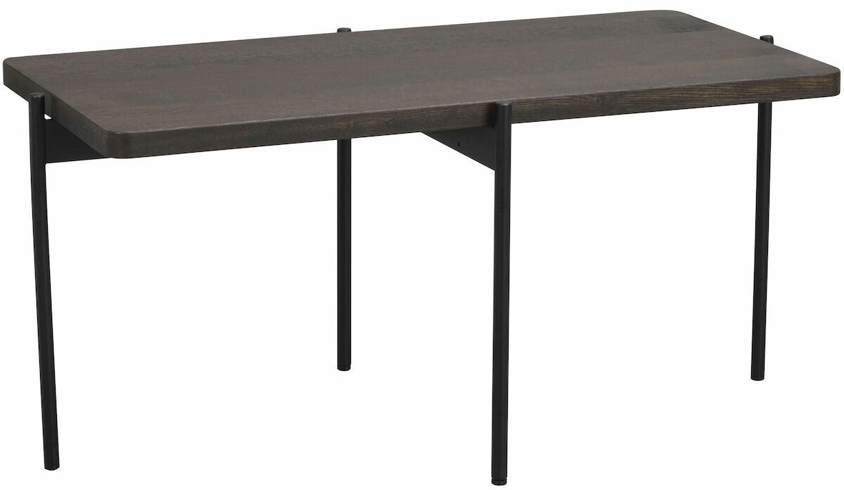 Rowico Shelton sohvapöytä 95×50 cm öljytty ruskea mustat metallijalat