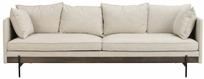 Rowico Shelton 3-istuttava sohva beige, mustat jalat