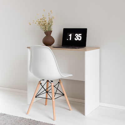 Alava työpöytä 85x43 cm valkoinen/vintage tammi