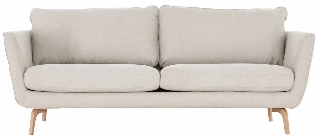 Floss 3-istuttava sohva vaalea beige Bloq 05, valkotammi jalat