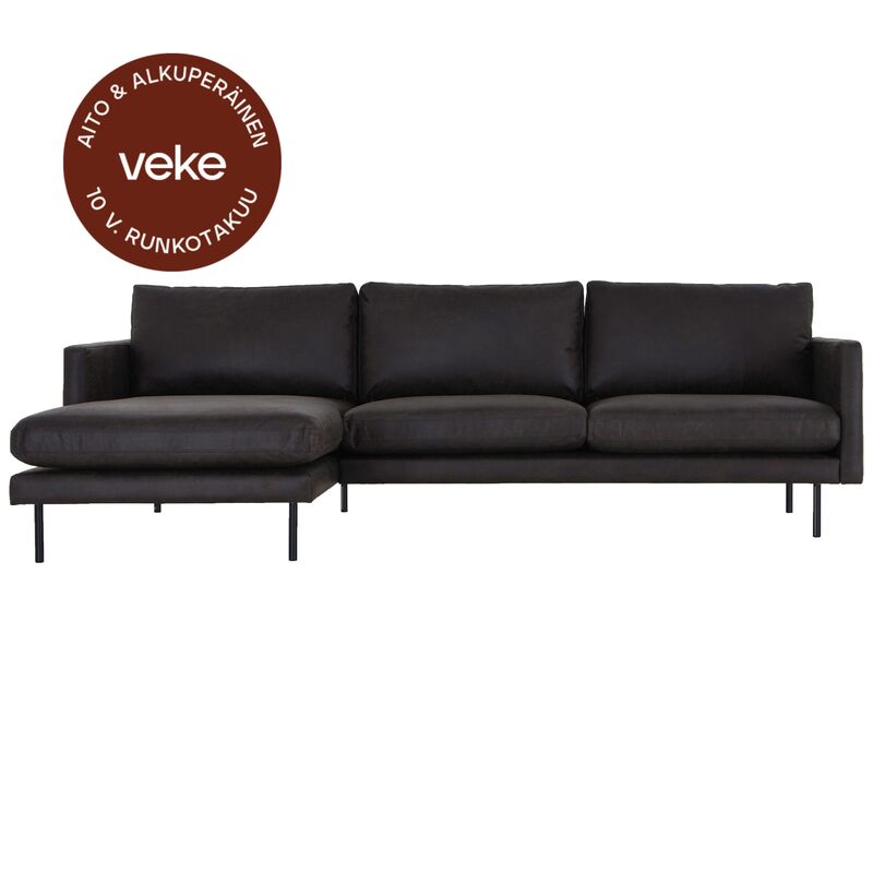 Scandic Copenhagen divaanisohva vasen, musta Colorado 01 nahka