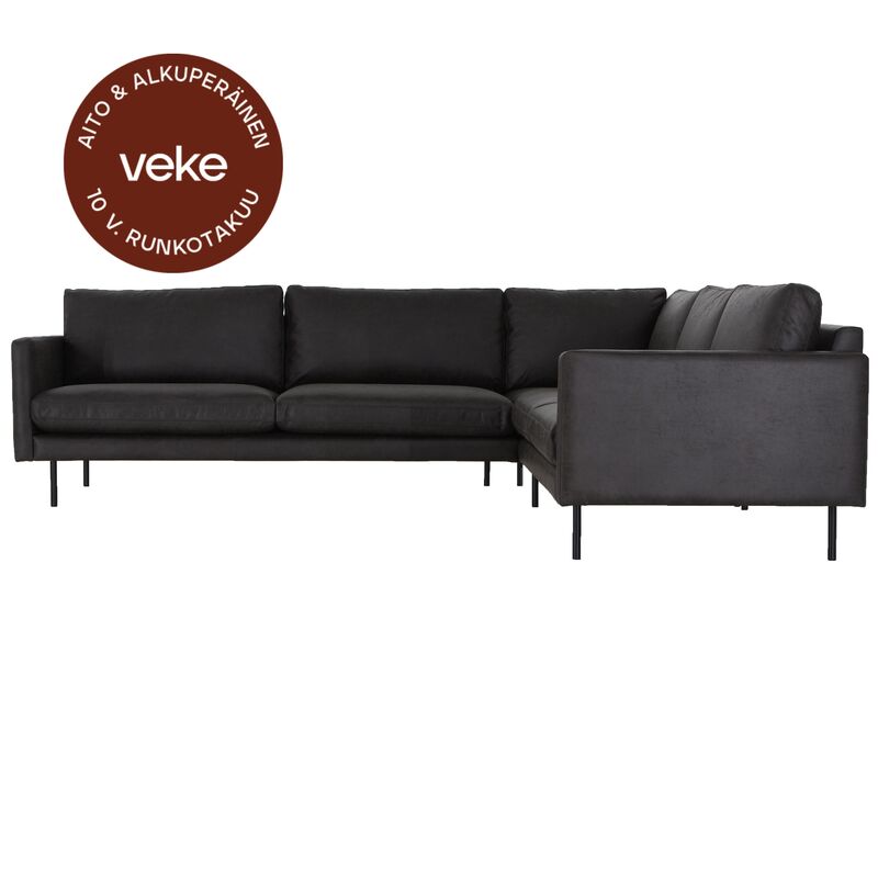 Scandic Copenhagen kulmasohva 3K2 musta Colorado 01 nahka
