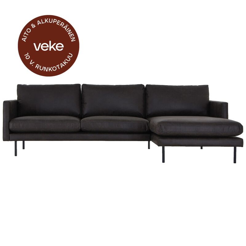 Scandic Copenhagen divaanisohva oikea, musta Colorado 01 nahka