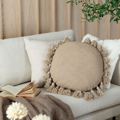 Touko pyöreä koristetyyny Ø50 cm valkoinen