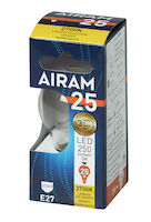 Airam Led-lamppu P45 827 250lm E27 FIL pahvipakkauksessa