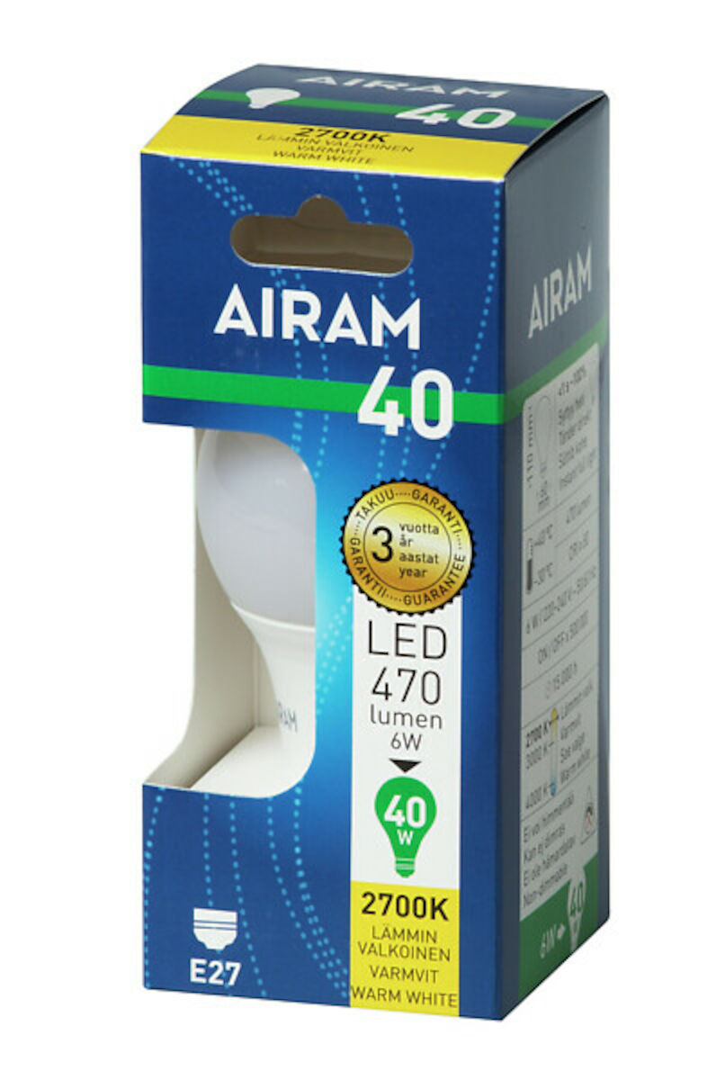 Airam Led-lamppu A60 827 470lm E27 OP