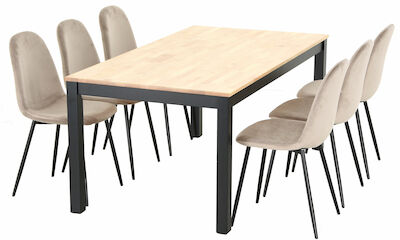 Moona-Furia 6-hengen ruokailuryhmä koivu/musta/vihreä