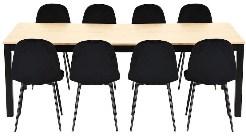 Moona-Furia 8-hengen ruokailuryhmä koivu/musta/musta