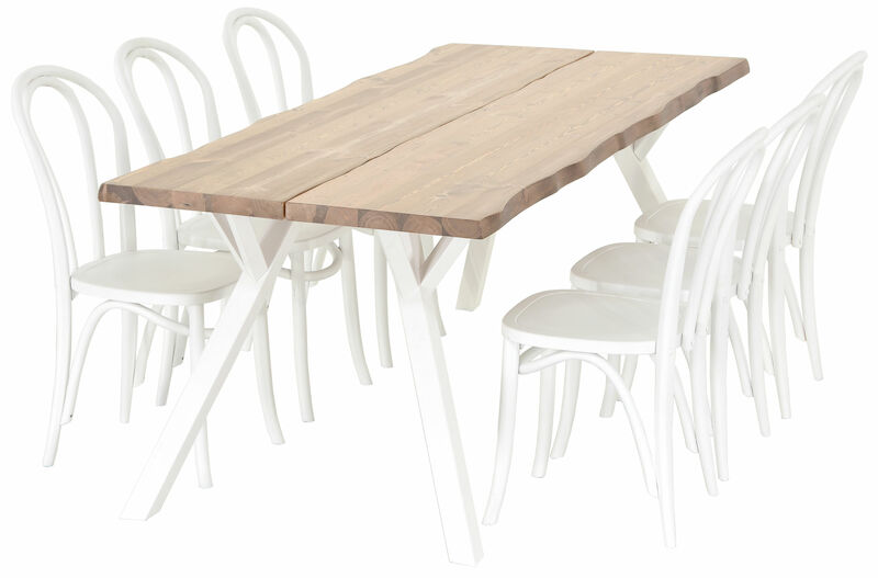 Lana-Skara 6-hengen ruokailuryhmä antiikkipetsattu/valk/valk