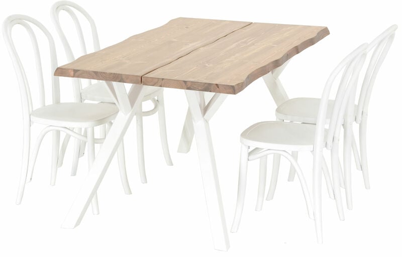 Lana-Skara 4-hengen ruokailuryhmä antiikkipetsattu/valk/valk
