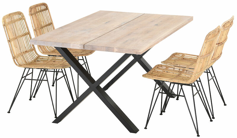 Orvo-Pyry 4-hengen ruokailuryhmä valkoölytty tammi/luonnonväri