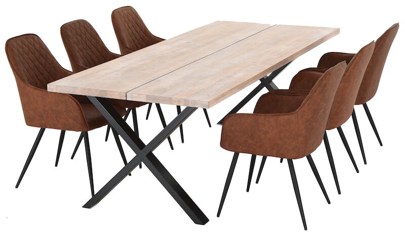 Orvo-Harbo 6-hengen ruokailuryhmä valkoöljytty tammi-konjakki