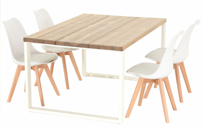 Ruska-Salla 4-hengen ruokailuryhmä antiikkipetsattu/valkea/valkea