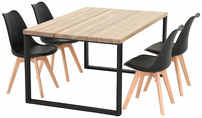 Ruska-Salla 4-hengen ruokailuryhmä antiikkipetsattu/valk/valk