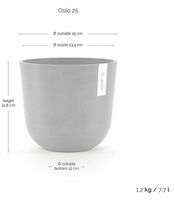 Ecopots Oslo ruukku 25 cm mittakuva