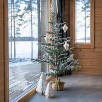 Winteria luminen kuusi juuttiruukussa 90 cm