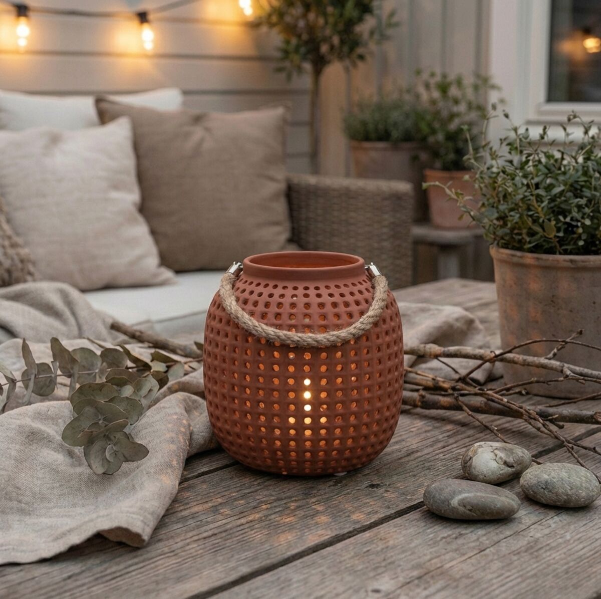 4Living Pisa lyhty Ø16,5x16 cm terracotta