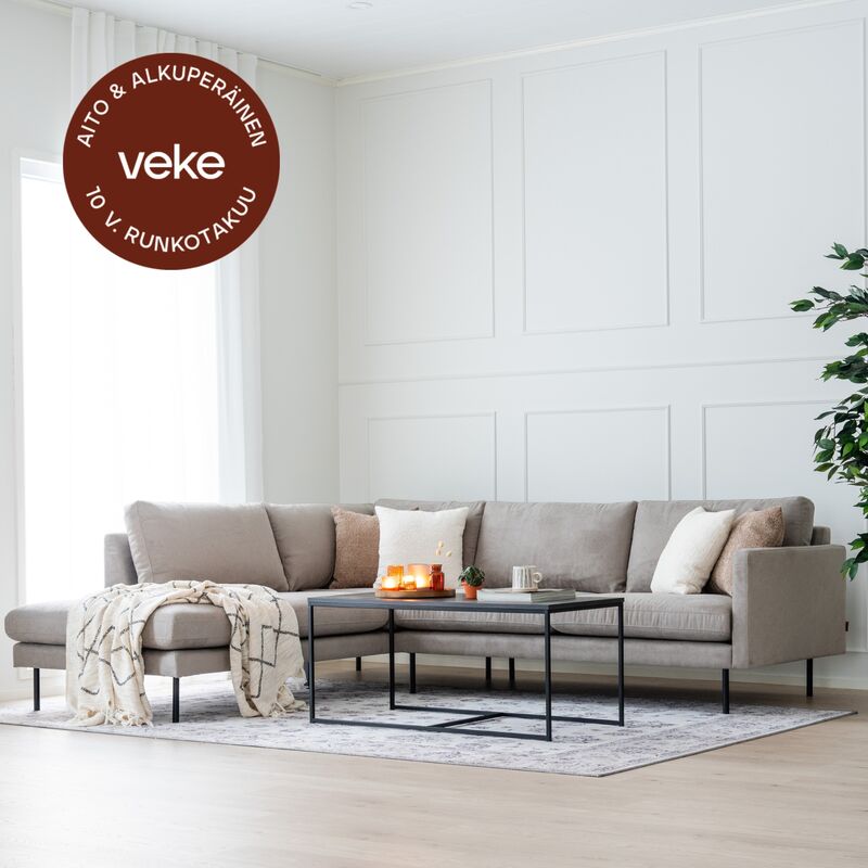 Scandic Copenhagen avokulmasohva vasen kitti Soro 23, mustat jalat