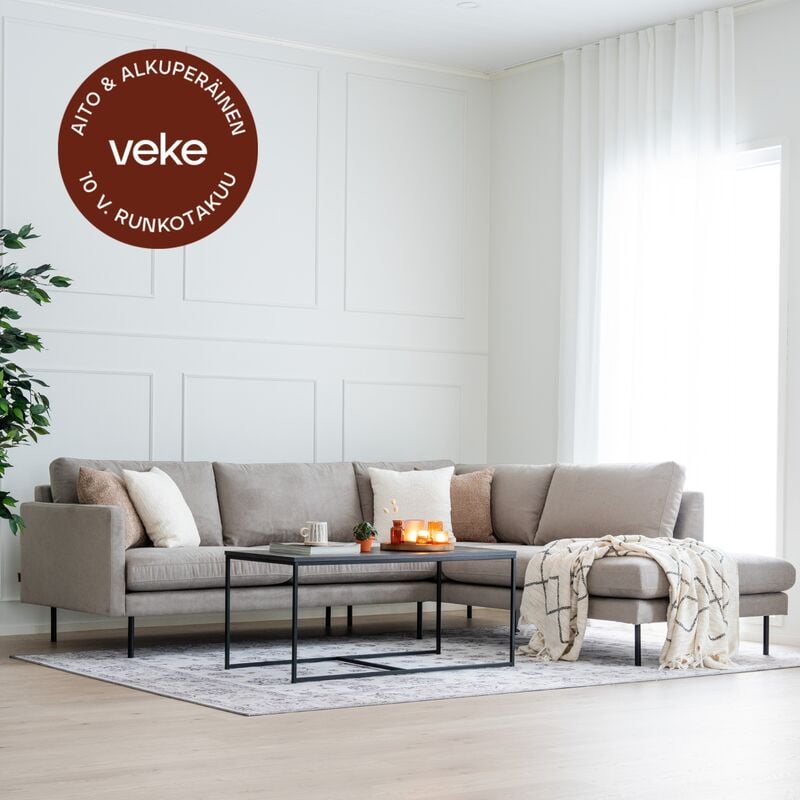 Scandic Copenhagen avokulmasohva oikea kitti Soro 23, mustat jalat