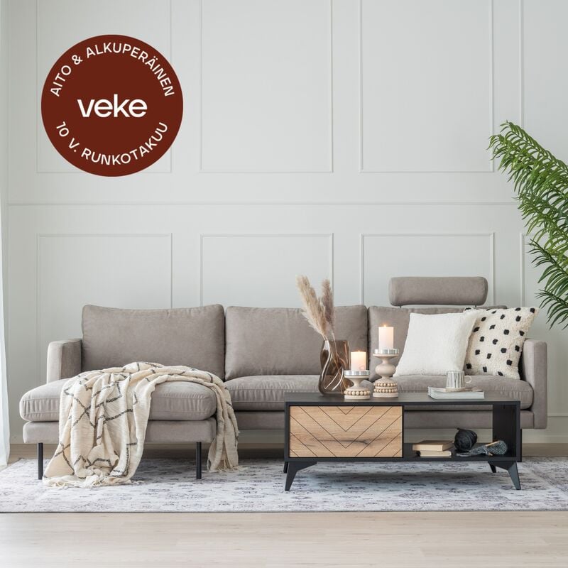 Scandic Copenhagen divaanisohva vasen kitti Soro 23, mustat jalat