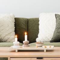 Aarikka Miniprinssi kynttilänjalka 5 cm luonnonvalkoinen ja villanruskea