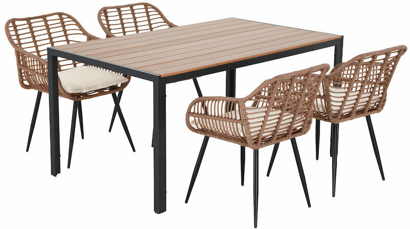 Saarni-Aavikko 4-hengen ruokailuryhmä musta/luonnonväri