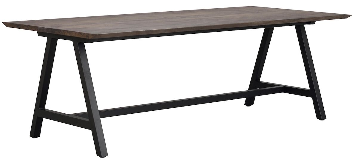 Rowico Home Carradale ruokapöytä 220x100 cm ruskea/musta A-jalalla