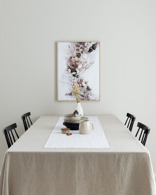 Linnea pellava kaitaliina hapsuilla 42x150 cm vaalea rosa