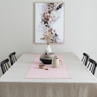 Linnea kaitaliina hapsuilla 42x150 cm vaalea rosa