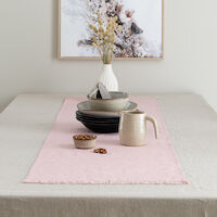Linnea kaitaliina hapsuilla 42x150 cm vaalea rosa