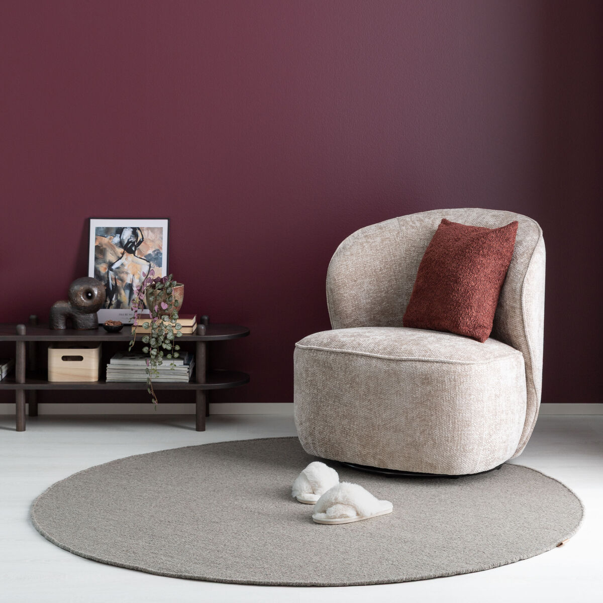 Anno pyöreä villamatto luonnonharmaa