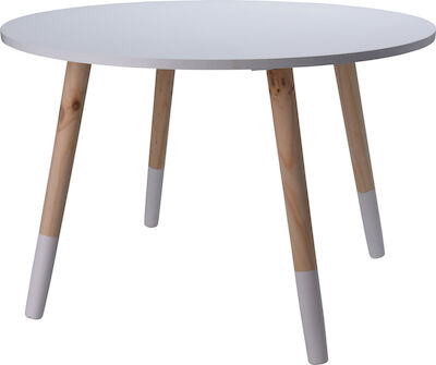 Lasten pyöreä pöytä Ø60 cm valkoinen/puunvärinen