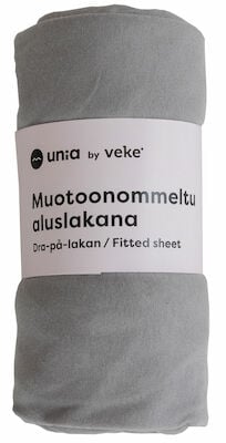Unia Kuura Junior muotoonommeltu aluslakana 75x165+20 cm harmaa