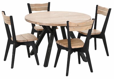 Lana 4-hengen ruokailuryhmä pyöreä savunharmaa/valkoinen