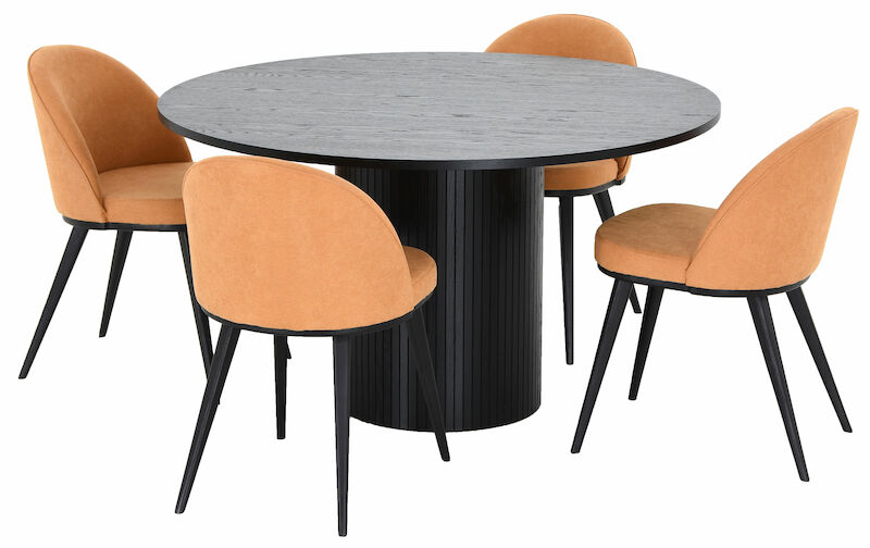 Korpi-Louna 4-hengen pyöreä ruokailuryhmä musta/okra mustat jalat