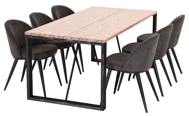 Honka-Louna 6-hengen ruokailuryhmä antiikki/antrasiitti mustat jalat