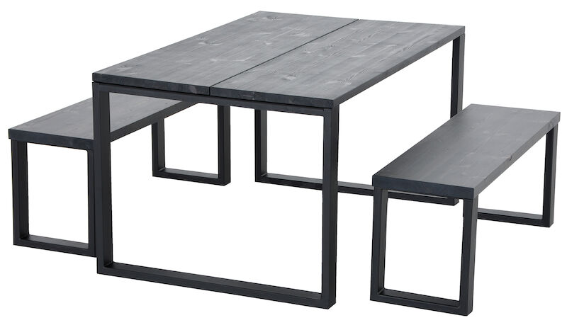 Honka ruokailuryhmä 4-hengen musta/musta metallijaloilla