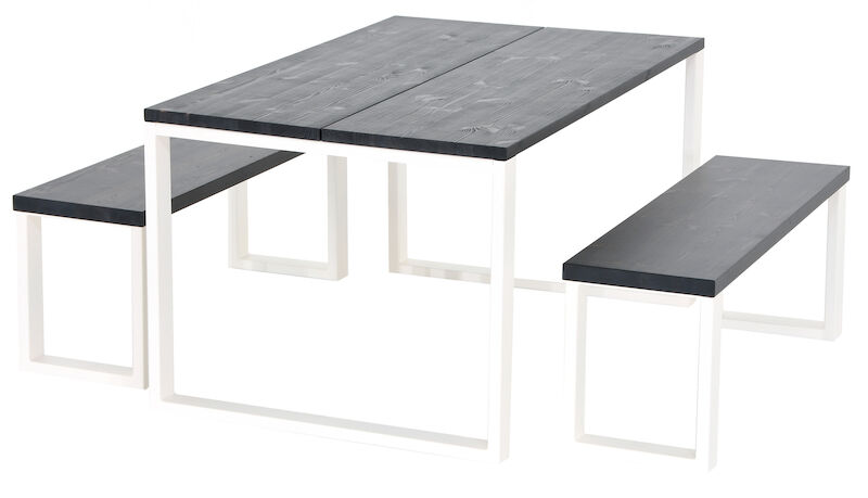 Honka ruokailuryhmä 4-hengen musta/valkoinen metallijaloilla