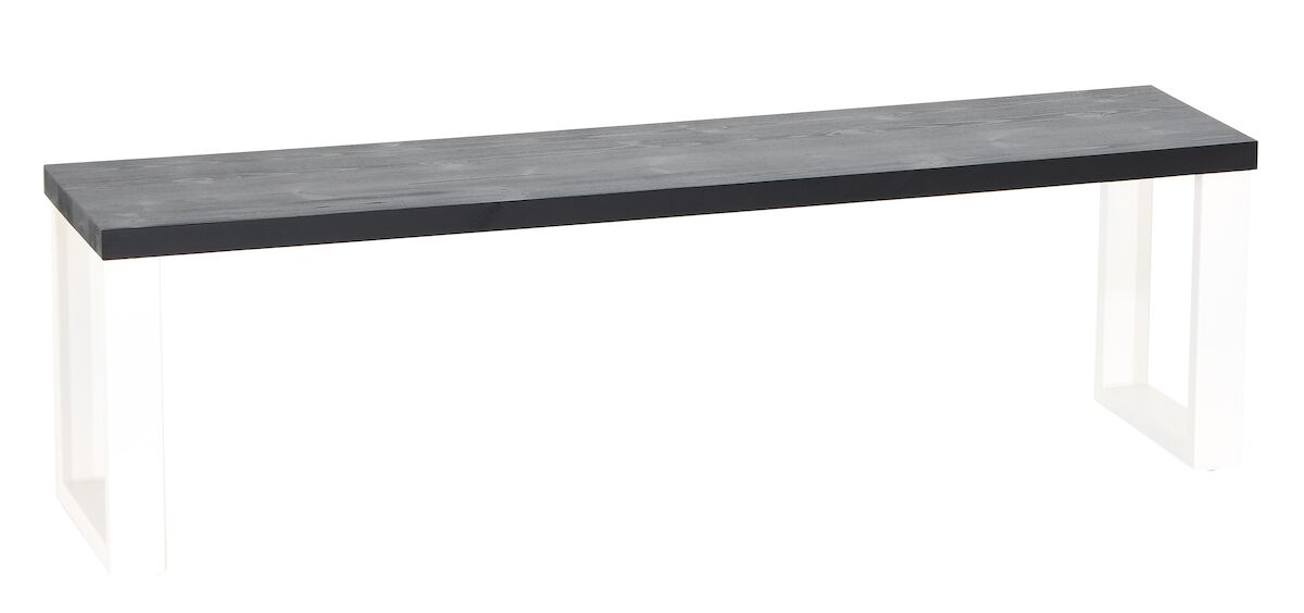 Honka penkki 155×35 cm metallijalalla musta/valkoinen