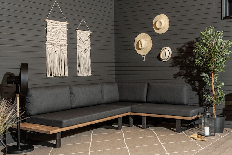 Saima XL avokulmasohva antiikkipetsattu/Texsilk antrasiitti 4200